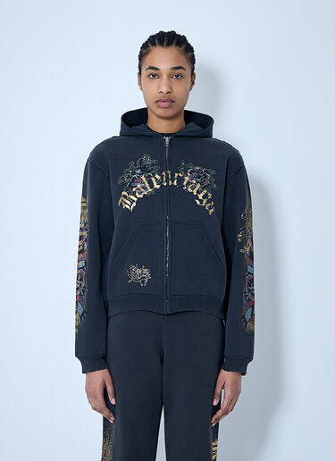 Balenciaga Tacky Tattoo Zip-Up Sweatshirt Black bal0259061