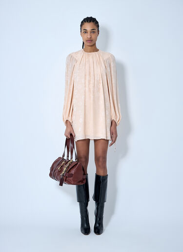Chloé 缩褶真丝连衣裙  粉色 chl0259005
