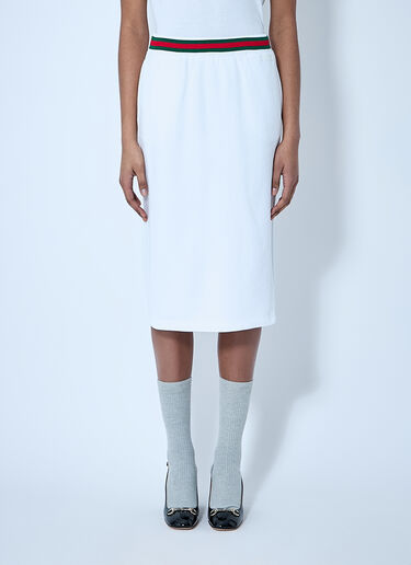 Gucci Cotton Jersey Skirt With Web Trim White guc0259005