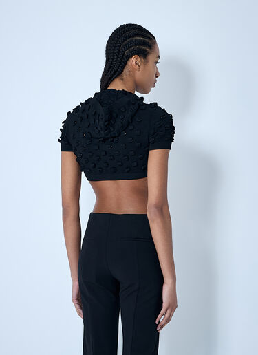 Sportmax Hooded Open-Knit Crop Top Black spx0260009