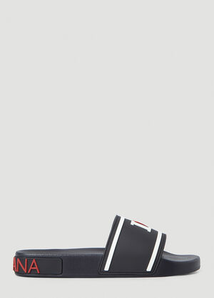 Dolce 
Gabbana Logo Embossed Slides Black dol0245035