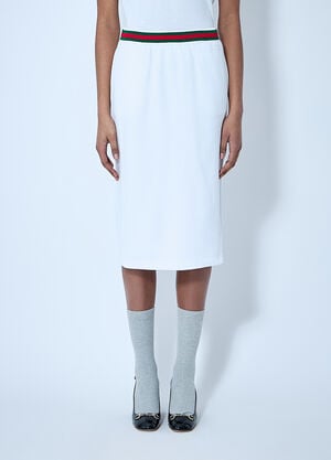 Gucci Cotton Jersey Skirt With Web Trim White guc0259005