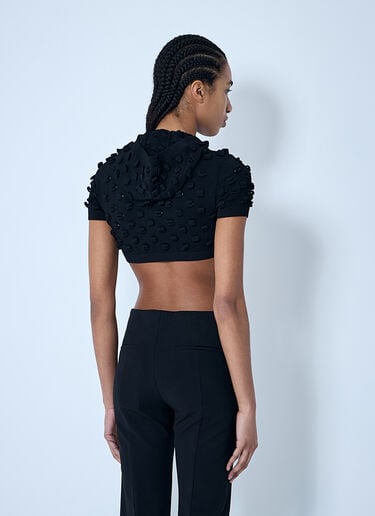 Sportmax Hooded Open-Knit Crop Top Black spx0260009