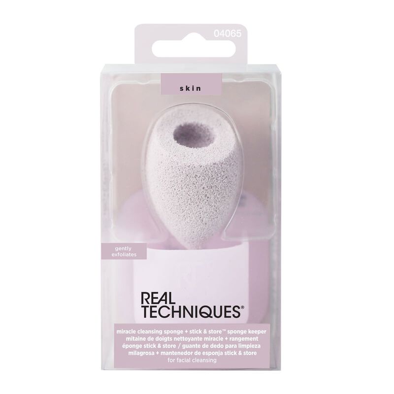 real techniques miracle cleansing sponge and stick  store sponge keeper set
