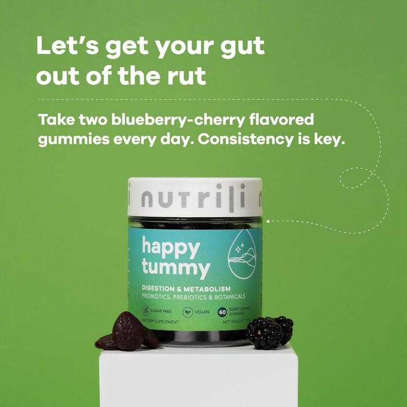 nutrili happy tummy  sugar free gummies supplement