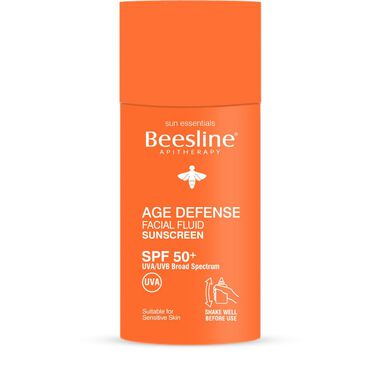 AGE DEFENSE FACIAL FLUID SUNSCREEN SPF 50+ faces age defense facial fluid sunscreen spf 50