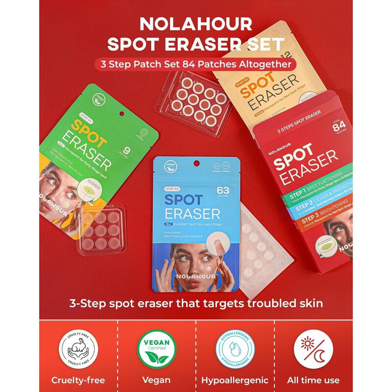 nolahour spot eraser 3step acne care soothing, clearing, brightening