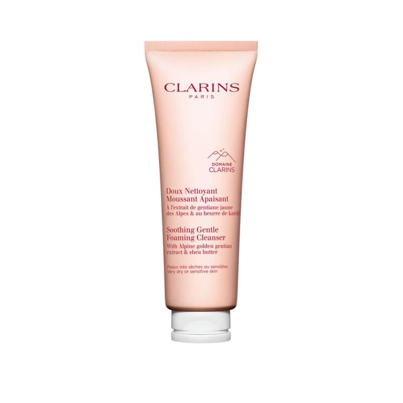 clarins soothing gentle foaming cleanser with alpine golden gentian extract  shea butter