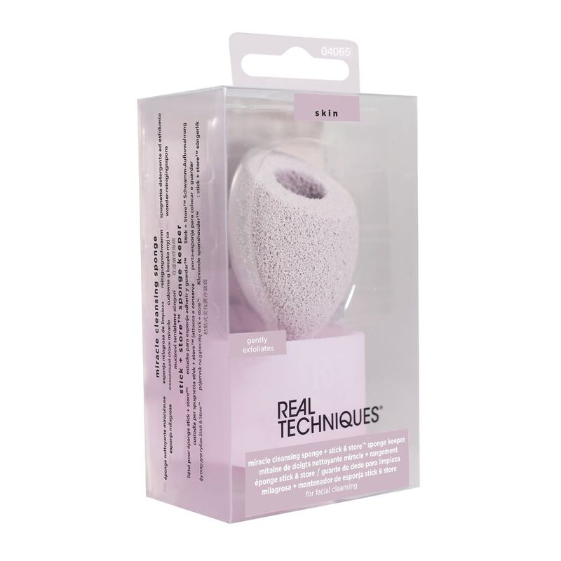 real techniques miracle cleansing sponge and stick  store sponge keeper set