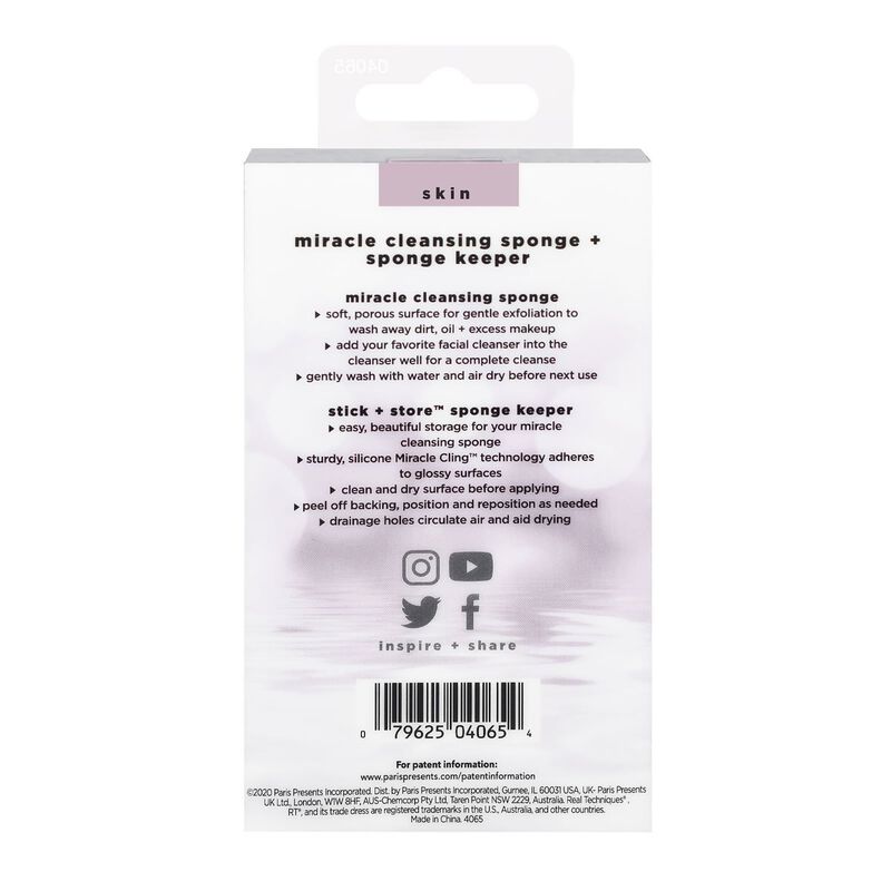 real techniques miracle cleansing sponge and stick  store sponge keeper set