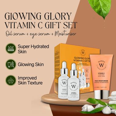faces warda glowing glory vitamin c gift set oil serum   eye serum   moisturiser