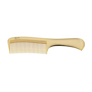 Golden Wide-teeth Comb With Handle faces golden wide teeth comb with handle