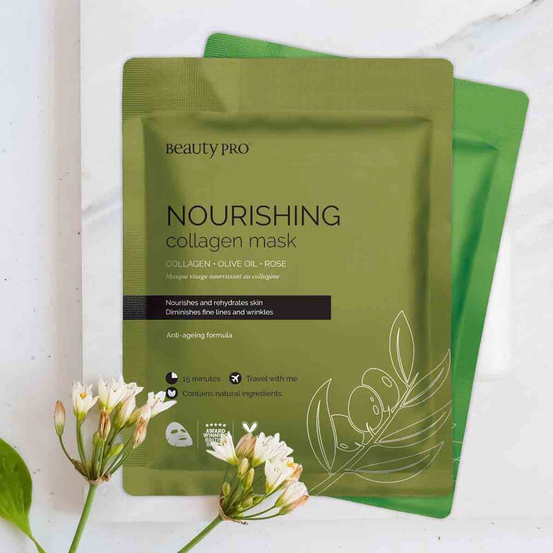beauty pro nourishing collagen sheet mask with olive extract