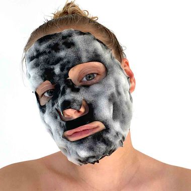 faces detoxifying bubbling cleansing sheet mask with activated charcoal