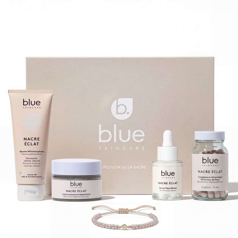 blue skincare علبة هدية العناية واللآلئ والألماس